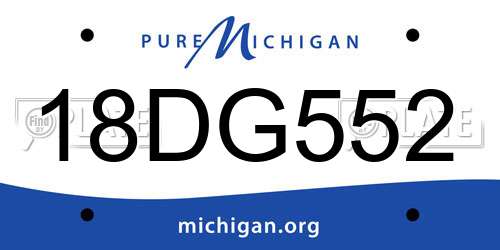 18DG552 Michigan License Plate