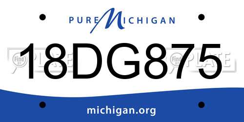 18DG875 Michigan License Plate