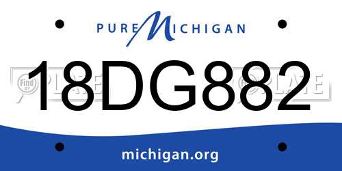 18DG882 Michigan License Plate
