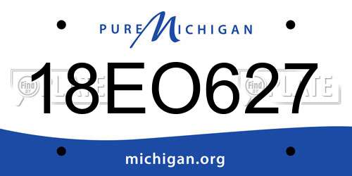 18EO627 Michigan License Plate