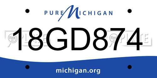18GD874 Michigan License Plate