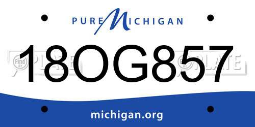 18OG857 Michigan License Plate