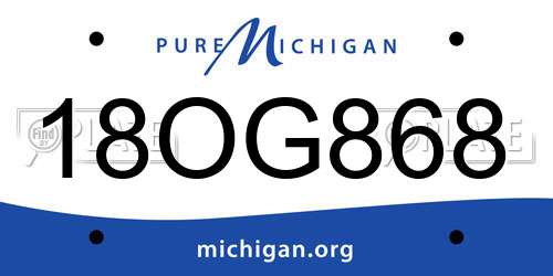 18OG868 Michigan License Plate
