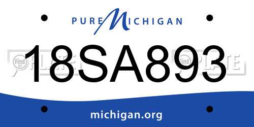 18SA893 Michigan License Plate