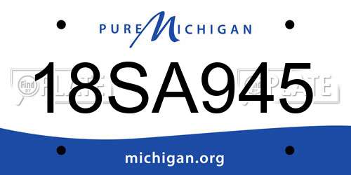 18SA945 Michigan License Plate