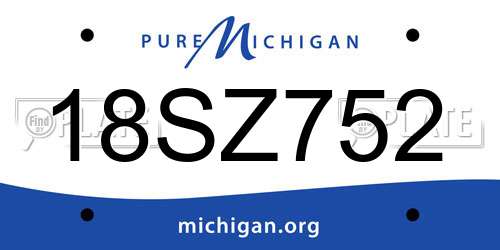 18SZ752 Michigan License Plate
