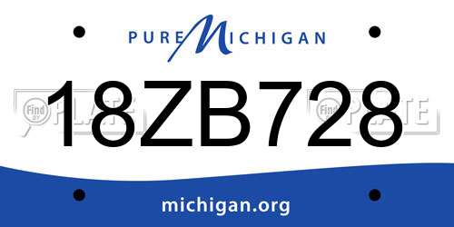 18ZB728 Michigan License Plate
