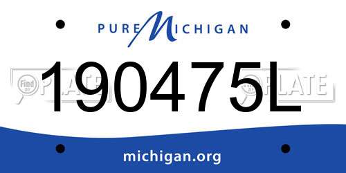 190475L Michigan License Plate