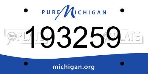 193259 Michigan License Plate