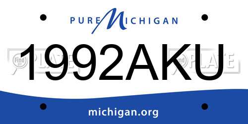 1992AKU Michigan License Plate