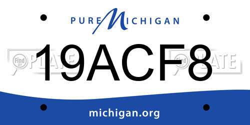 19ACF8 Michigan License Plate