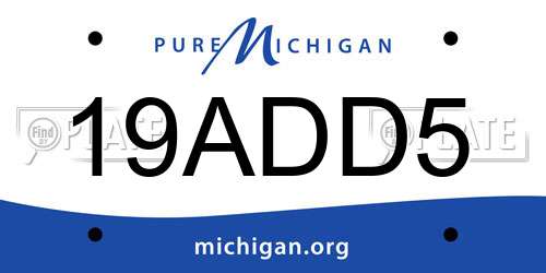 19ADD5 Michigan License Plate