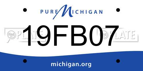 19FB07 Michigan License Plate