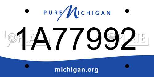 1A77992 Michigan License Plate