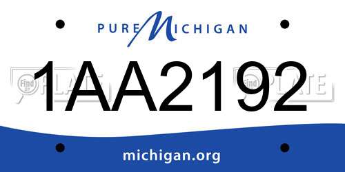 1AA2192 Michigan License Plate