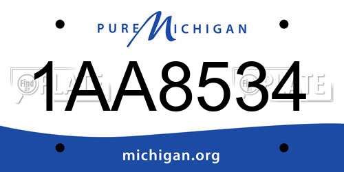 1AA8534 Michigan License Plate