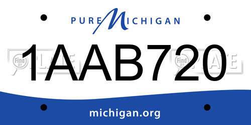 1AAB720 Michigan License Plate