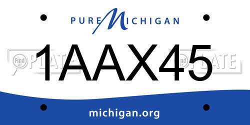 1AAX45 Michigan License Plate