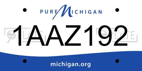 1AAZ192 Michigan License Plate