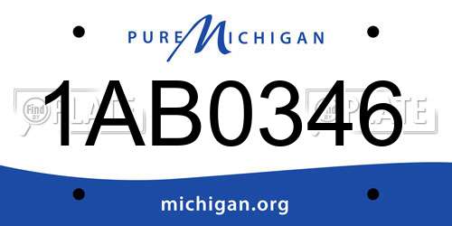 1AB0346 Michigan License Plate