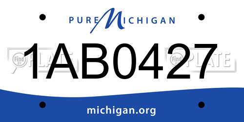1AB0427 Michigan License Plate