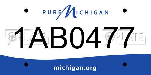 1AB0477 Michigan License Plate