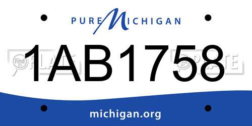 1AB1758 Michigan License Plate
