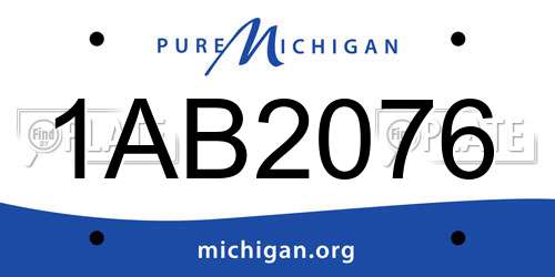 1AB2076 Michigan License Plate