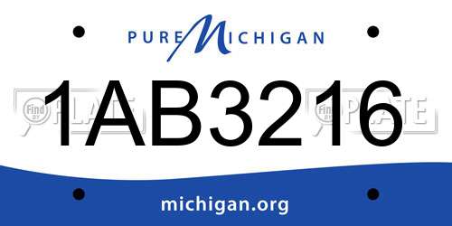 1AB3216 Michigan License Plate