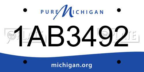 1AB3492 Michigan License Plate