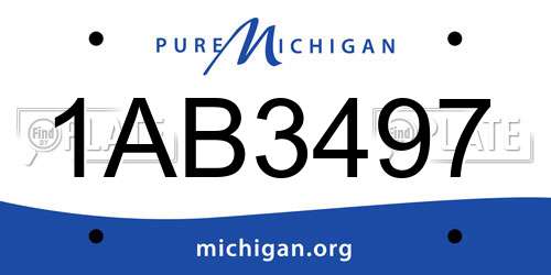 1AB3497 Michigan License Plate