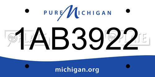 1AB3922 Michigan License Plate