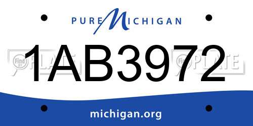 1AB3972 Michigan License Plate