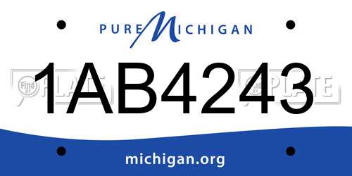 1AB4243 Michigan License Plate