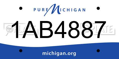 1AB4887 Michigan License Plate