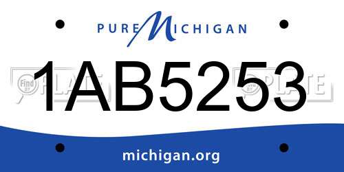 1AB5253 Michigan License Plate