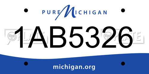 1AB5326 Michigan License Plate