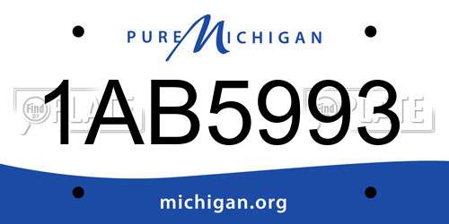 1AB5993 Michigan License Plate