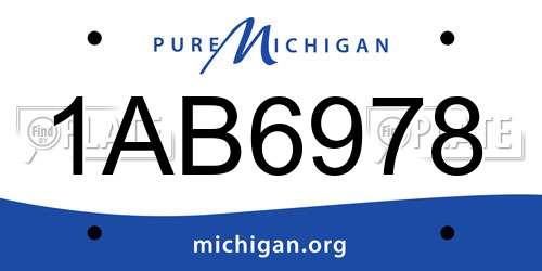 1AB6978 Michigan License Plate