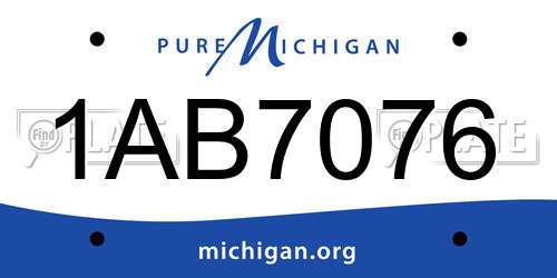 1AB7076 Michigan License Plate