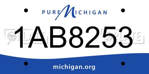 1AB8253 Michigan License Plate