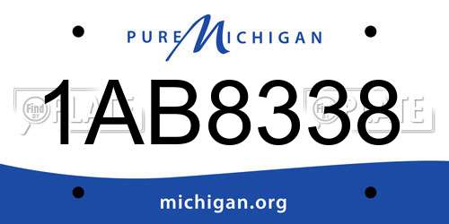 1AB8338 Michigan License Plate