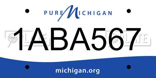 1ABA567 Michigan License Plate