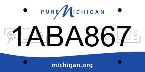 1ABA867 Michigan License Plate
