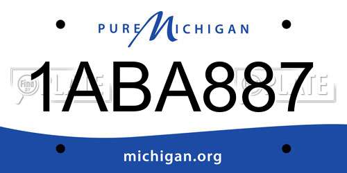 1ABA887 Michigan License Plate