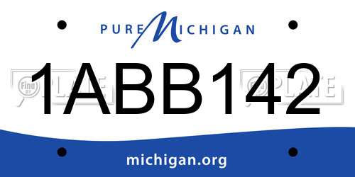 1ABB142 Michigan License Plate