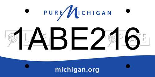 1ABE216 Michigan License Plate