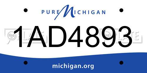 1AD4893 Michigan License Plate