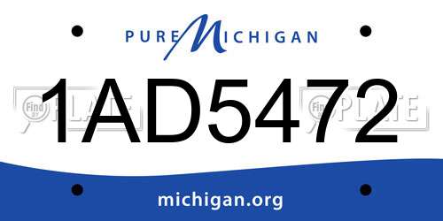 1AD5472 Michigan License Plate