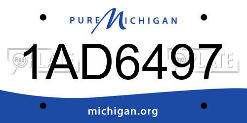 1AD6497 Michigan License Plate
